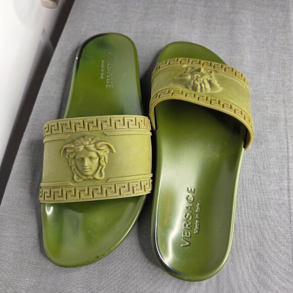 Men\'s Versace Olive Green Rubber Medusa Slip-On Sandals US 10 EU 44 main image 5